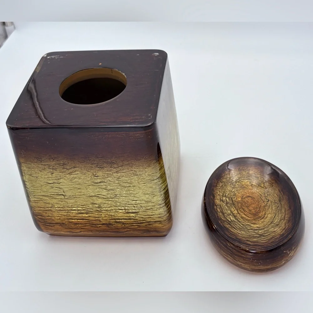 Veratex Gold and Brown Decorative Tissue Cover and Soap Dish